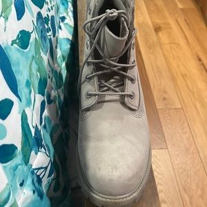 Grey Timbs Size 10 worn